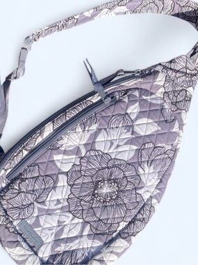 Vera Bradley lighten up Sling Floral quilted Moon shadow Crossbody